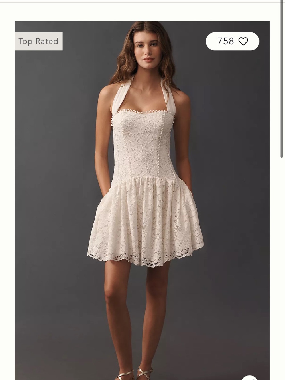 Anthrpologie Maeve Lace Halter Drop-Waist Midi Dress